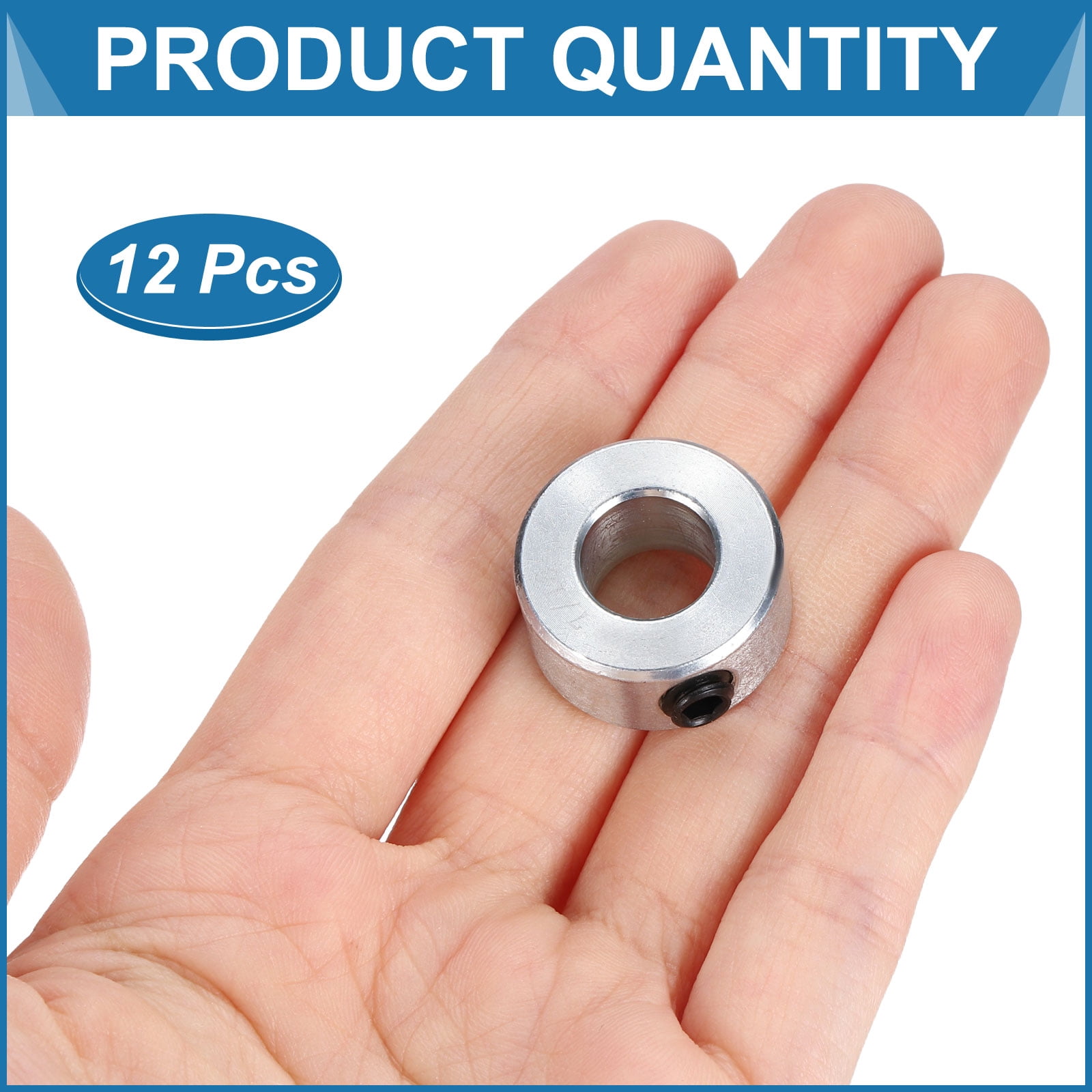 12 Pack Set Screw Collars 7/16" Bore Carbon Steel Shaft Collars, 7/8" OD