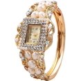 thumbnail image 1 of Women Bracelet Square Dial Quartz Bangle Wrist Watch Lady Diamond Pearl Jewelry Watches Gold Color, 1 of 4