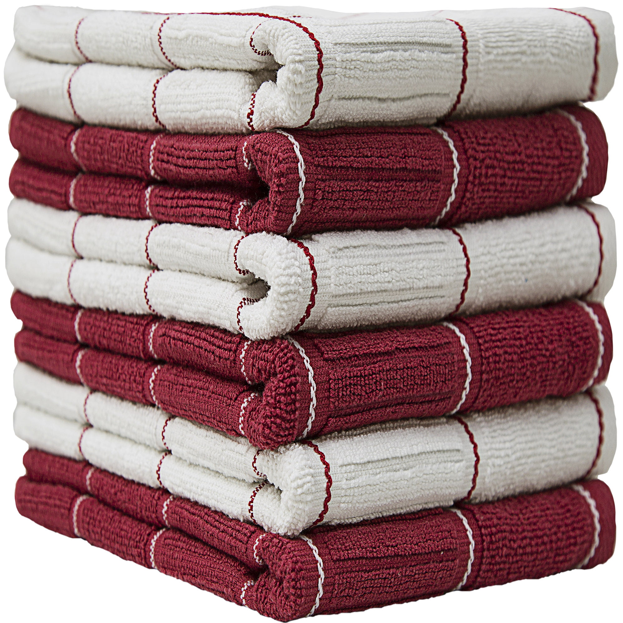 RIANGI Red Kitchen Towels - Set of 6 Cotton Dish Towels, Cotton Washcloth,  16x26 Inch Terry Bar Hand Towels, Tea Towels for Kitchen, Essential Kitchen