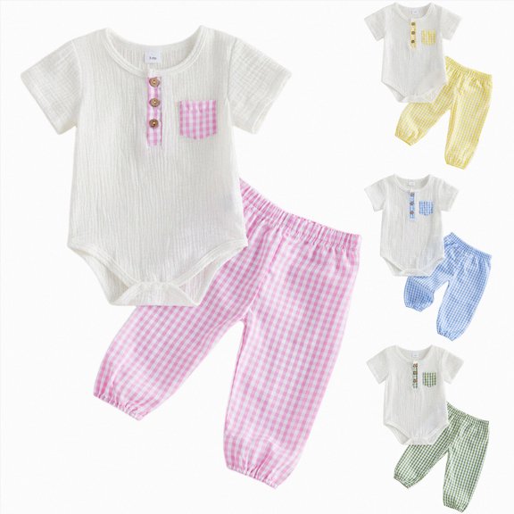Splozh Baby Cloths 3 6 12 18 Months Toddler Baby Boy Fall Outfit Linen Long Sleeve Button Pocket Shirt Tops Pants 2Pcs Set,Pink,0-3 Months