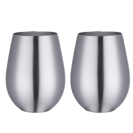 

Father S Day Gift Stainless Steel Stemless Wine Glass Outdoor Portable Wine Tumbler For The Pool Camping Cookouts Travel - Set Of 2 Metal Drinking Cups