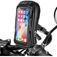 thumbnail image 1 of Motorcycle Phone Mount Waterproof 360°Rotation Motorbike Phone Holder with Rain Cover, Adjustable Motorcycle Mirror Phone Mount Compatible with Smartphone Up to 6.5 Inch (Deep Black), 1 of 5