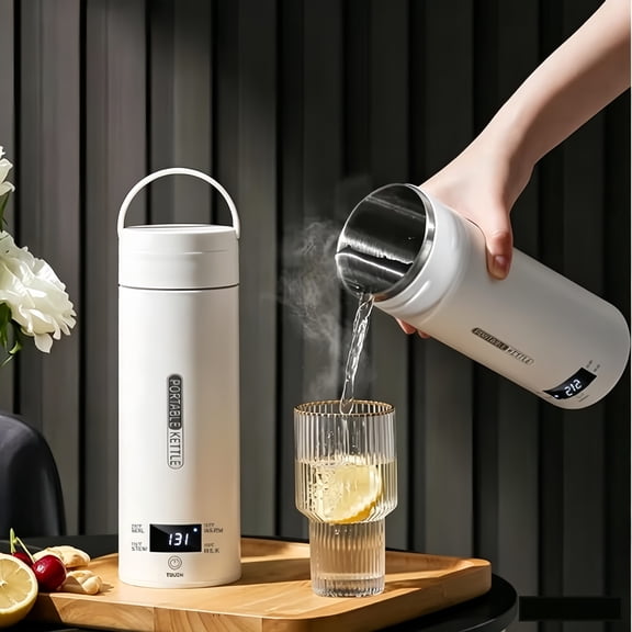 Travel Electric Kettle, 4 Temperature Settings Portable Water Boiler, 316 Stainless Steel Auto Shut-Off with Boil Dry Protection for Business Trip Home Office