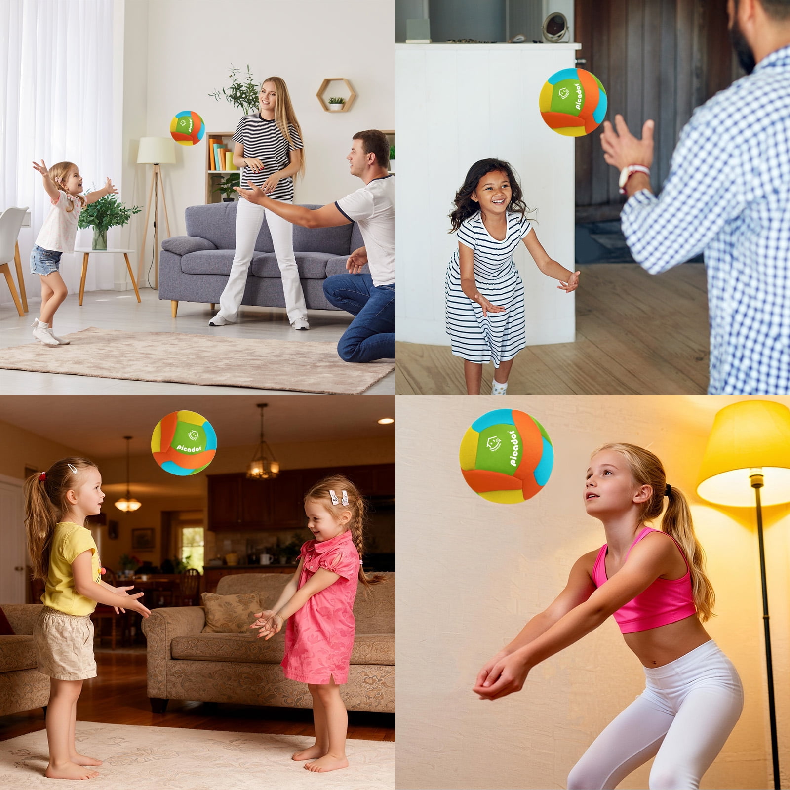 PP PICADOR Softy Volleyball, Indoor Silent Balls for Kids Girls Boys Practicing,  with Pump