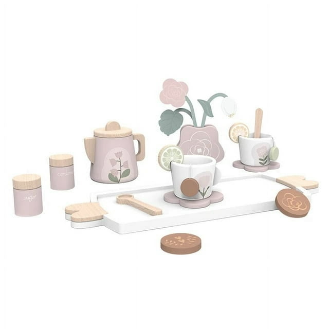 Tea Party Tableware Wooden Handicraft Toy Kitchen Pretend Play Set Cooking Coffee Bread For Toddlers Kids Birthday Gift Favors