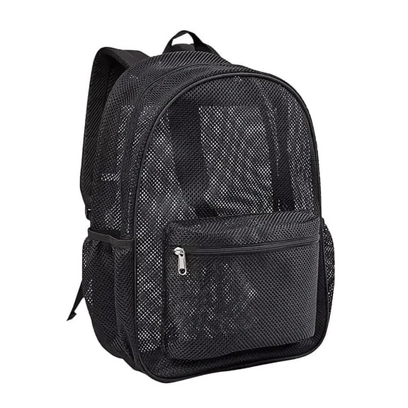 Bopika Mesh Backpack, Clear Mesh Bag with Padded Straps for Swimming & Outdoor Sports, Black