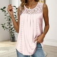 thumbnail image 2 of MIXUE Boho Tops For Women Summer Solid Color Lace Round Neck Sleeveless Fashion Casual Basic Soft Pullover Shirts For Women T Shirts Sportswear,Pink,L, 2 of 5