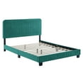 thumbnail image 2 of Modway Celine Channel Tufted Performance Velvet Full Platform Bed in Teal Green, 2 of 7