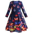 thumbnail image 3 of Girls Dresses Long Sleeve Casual Printed Dancing Princess Dress Party Swing Dresses for Kids 2-10 Years, 3 of 8