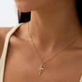 thumbnail image 3 of Women's Gifts Upgraded Crown Cross Necklace for Women 14K Gold Plated Crown Cross Pendant Necklace Simple Diamond Gold Necklaces Faith Cross Jewelry First Communion Necklace, 3 of 6