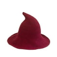 thumbnail image 2 of UTSJKR Fashion Witch Hat for Women Wide Brim Foldable Wool Hats for Adult Wizard Party Cosplay Costume Accessory Wine, 2 of 3