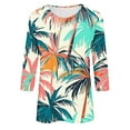 thumbnail image 6 of JTZGDY 3/4 Length Sleeve Tops for Women Loose Fit Casual Beach Tropical Printed Summer Crewneck Oversized Tunic Blouse Lightweight Cozy Graphic Vacation T-Shirts Multicolor#05 S, 6 of 6