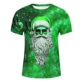 thumbnail image 2 of Mens Christmas Shirts Tops Short Sleeved Round Neck Daily Santa Mens Work Clothing,Green,2XL, 2 of 3