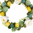 thumbnail image 5 of Northlight 9" Cream Rose, Green and Yellow Thistle Hanging Spring Wreath, 5 of 6