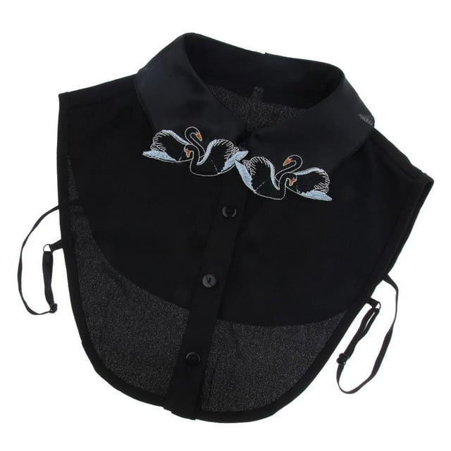 Estancias del cuello de las camisas falsas de Dickey de la gasa desmontable del del cisne de las mujeres Negro