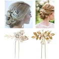 thumbnail image 4 of 38 Pack Women Wedding Bridal Bride Hair Clips Side Combs Gold Decorative Bobby Pins Barrettes Vines Party Prom Headpiece Hairstyle Accessories Vintage Crystal Rhinestone Pearl Flower Silver Gold, 4 of 4