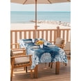thumbnail image 2 of Outdoor Tablecloth with Umbrella Hole for Patio/Picnic/Party/Camping, Vintage Blue Coastal Waterproof Table Cloth Rectangle Table Cover Washable, Beach Coral Starfish Modern Abstract (54"x 80"), 2 of 9