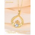 thumbnail image 2 of 14K Gold Plated Claddagh Necklace for Women Sterling Silver Irish Celtic Knot CZ April Birthstone Necklace Women Celtic Pendant Jewelry Catholic Religious Irish Birthday Gifts for Women, 2 of 5