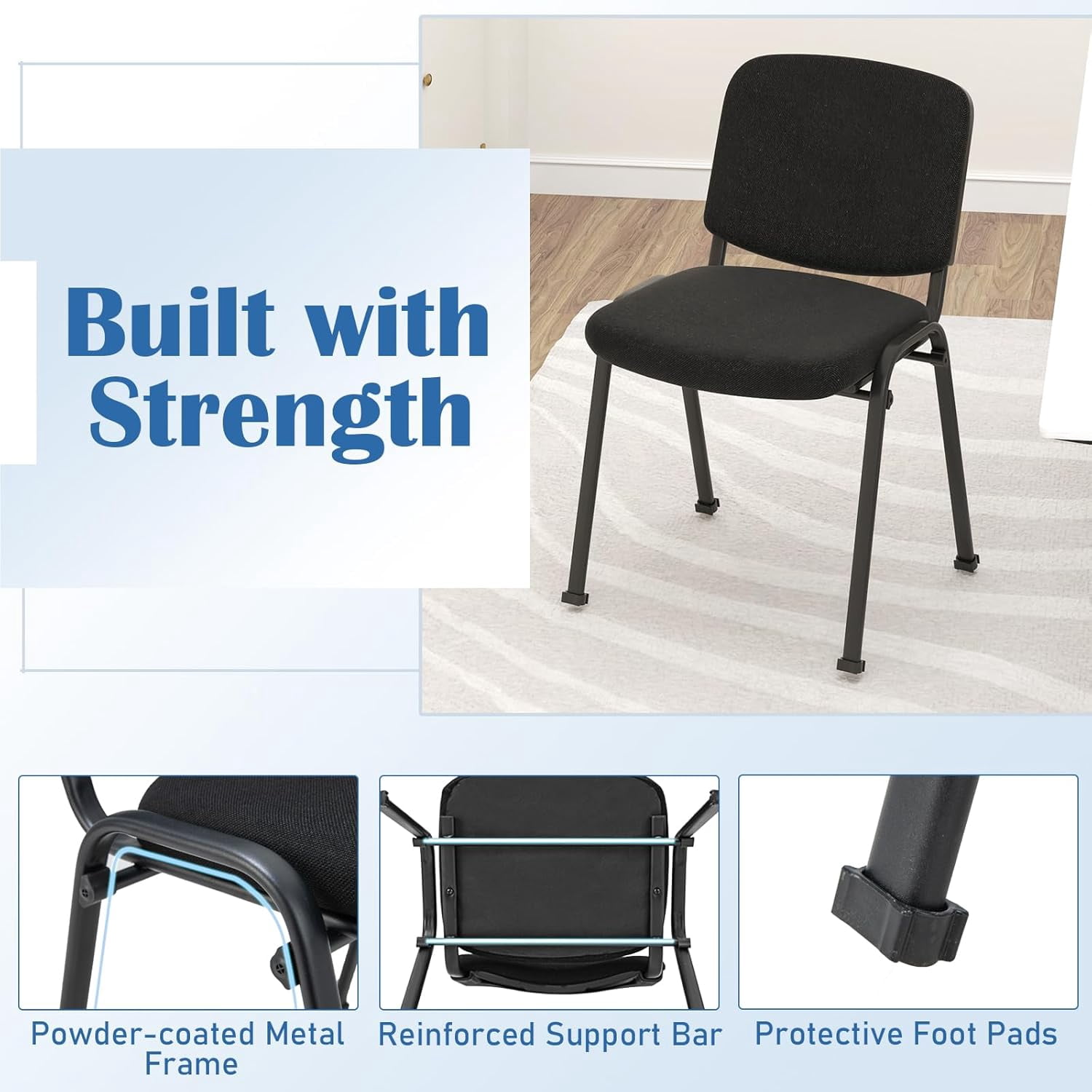 RELAX4LIFE Modern Office Reception Waiting Room Chairs, Stackable, Armless, Padded Seat & Ergonomic Backrest, 330 lbs Weight Capacity