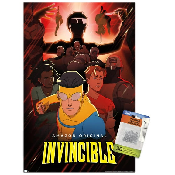 Invincible - Red One Sheet Wall Poster with Push Pins, 14.725" x 22.375"