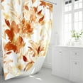 thumbnail image 2 of Small Stall Shower Curtain 36 x 72 Inch, Half Narrow Watercolor Floral Fabric Shower Curtain, Burnt Orange Fall Flower Bathroom Shower Curtain Set with Hooks, 2 of 6