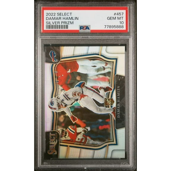 Graded 2022 Panini Select Damar Hamlin #457 Silver Prizm Rookie RC Football Card PSA 10 Gem Mint