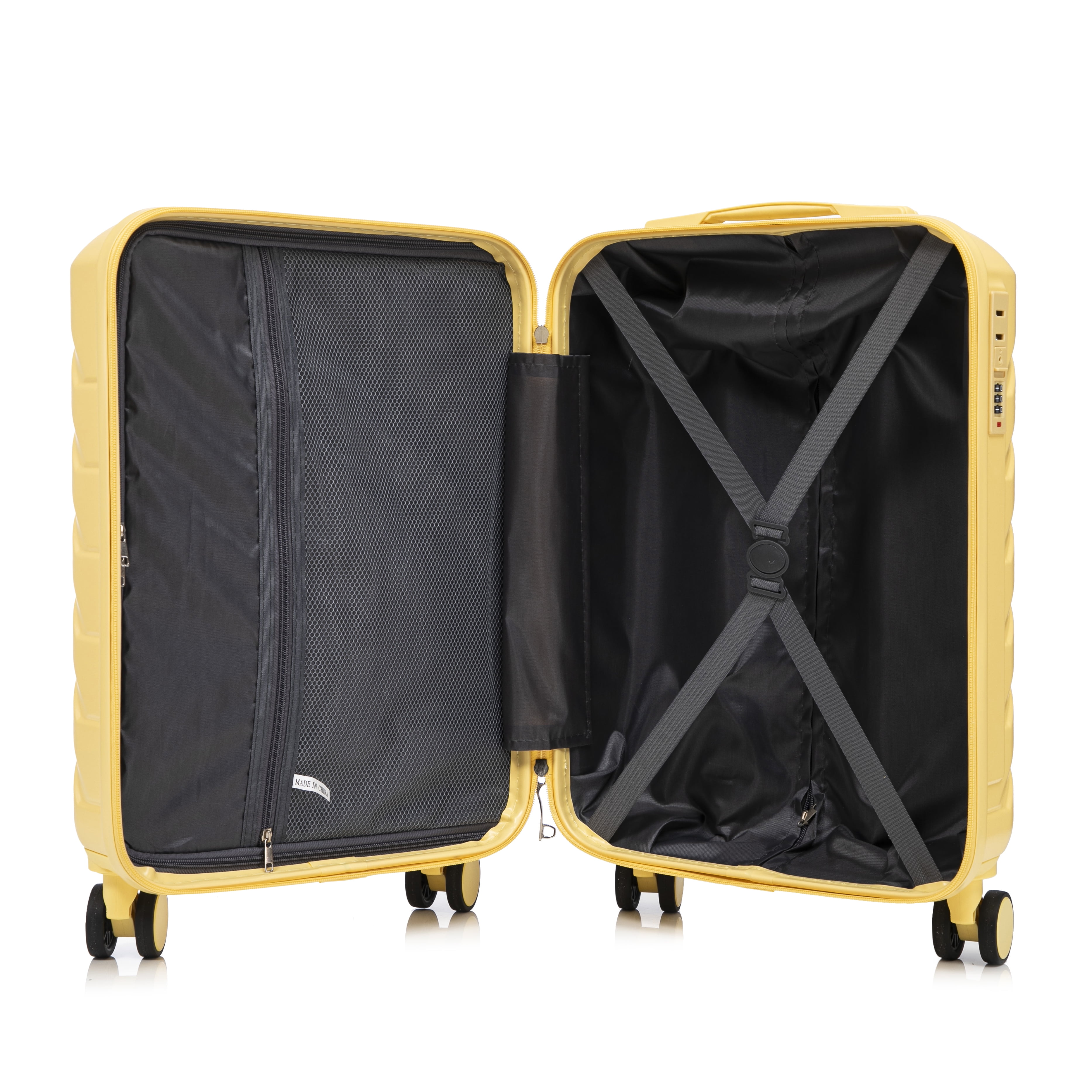 Leumius Hardside Carry on Luggage with Spinner Wheels, Hard Shell ABS Suitcase, 20-Inch Lightweight Expandable Rolling Luggage, Yellow