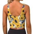 thumbnail image 3 of Lsque Blue Striped Sunflower Printed Women'S Sports Bra, Compression, Moisture Wicking, High-Impact Sports Bra For Women,Supportive sports bra-Medium, 3 of 9