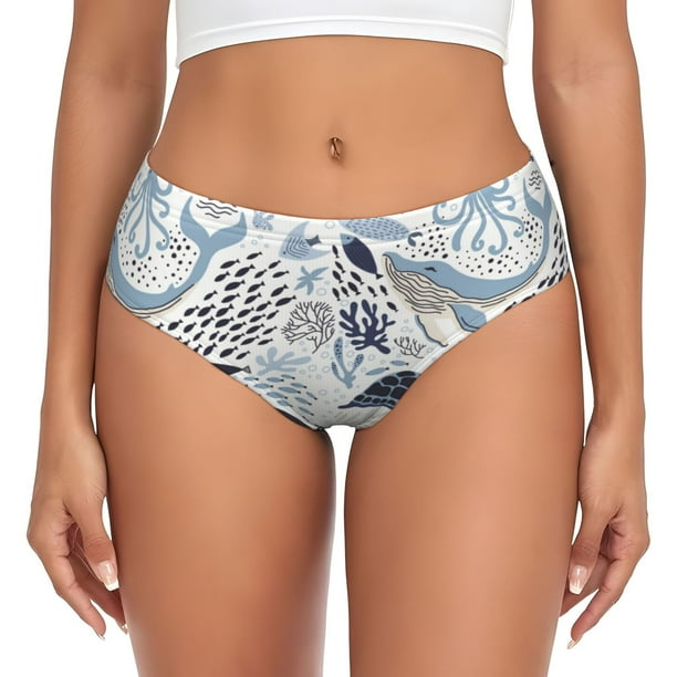 Fotbe Sea Animal Calzones Estampados para Mujer – Ropa Interior de Algodón, Cómoda, Suave y Elástica-X-Large