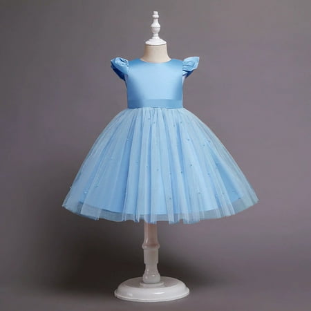 

Dyfzdhu Girls Dress Toddler Girls Dress Performance Dress Party Dress Bow Mesh Skirt Princess Dress Flower Girl Dresses