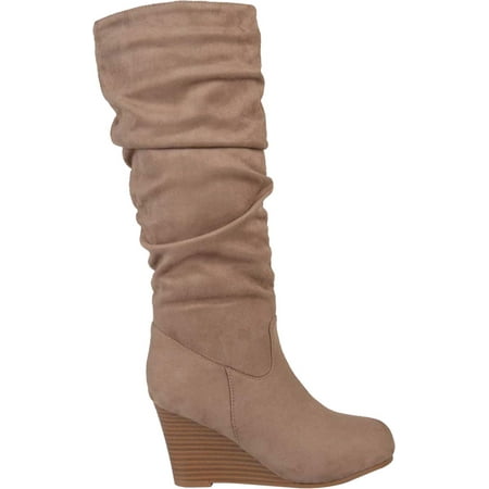 journee collection womens hana wide calf slouch wedge heel boots