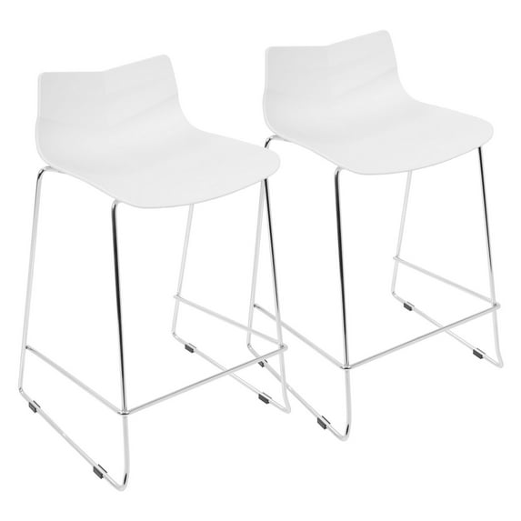 Arrow Contemporary Counter Stool in White by LumiSource - Set of 2