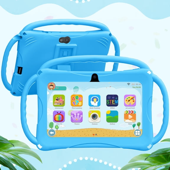 Kids Tablet, 7 inch Android 15 Tablet for Kids, 8GB 32GB 1TB Expand, Quad-Core Toddler Tablets with Shockproof Case, BT5.0, WiFi 5, Parental Control, Games, Dual Camera