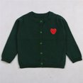 thumbnail image 2 of XXWXYD Girls Cable Knit Sweater Cardigan Toddler Heart Embroidery School Unifor𝗆s Kids Long Sleeve Casual Knitted Outerwear Girls Knit Cardigan Back-To-School, 2 of 5