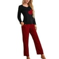 thumbnail image 5 of Women´s 2 Piece Lounge Set Pajama Set Long Sleeve Heart Print Tops Plaid Pants Sleepwear Sets, 5 of 8