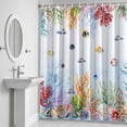 thumbnail image 6 of Coastal Nautical Bathroom Shower Curtain, Fish Coral Conch Starfish Shell Vintage Waterproof Washable Soft Bath Curtain for Bathtub Decor with 12 Hooks&Grommet, 36x78 Inch, 6 of 9