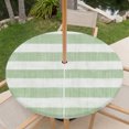 thumbnail image 6 of Round Outdoor Tablecloth with Umbrella Hole and Zipper, Sage Green Striped Fitted Table Cover with Elastic Edge for 55-60 Inch, Farmhouse Vintage Stripes Waterproof Patio Tablecoths for Picnic, 6 of 9