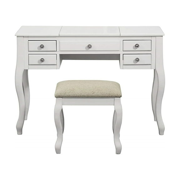 Cherub Vanity Set Featuring Stool And Mirror White