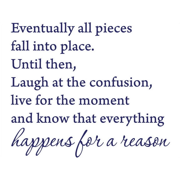 Purple 22" x 18" Eventually All Pieces Fall into Place Inspirational Quotes and Saying Vinyl Wall Art Home Decor Decal Sticker