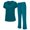 Teal, variant on Women's Scrubs Set Medical Uniform Comfortable V-Neck Top and Cargo Pant Set with Pockets, Breathable Cool Scrubs Stretch 93 Polyester/7 Spandex, L Size, Teal