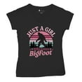 thumbnail image 5 of Just a Girl Who Loves Bigfoot Women's V-Neck T-shirt Sasquatch Fan Cryptid Cute Gift Vintage Sunset Wildlife Camping Tee, 5 of 7