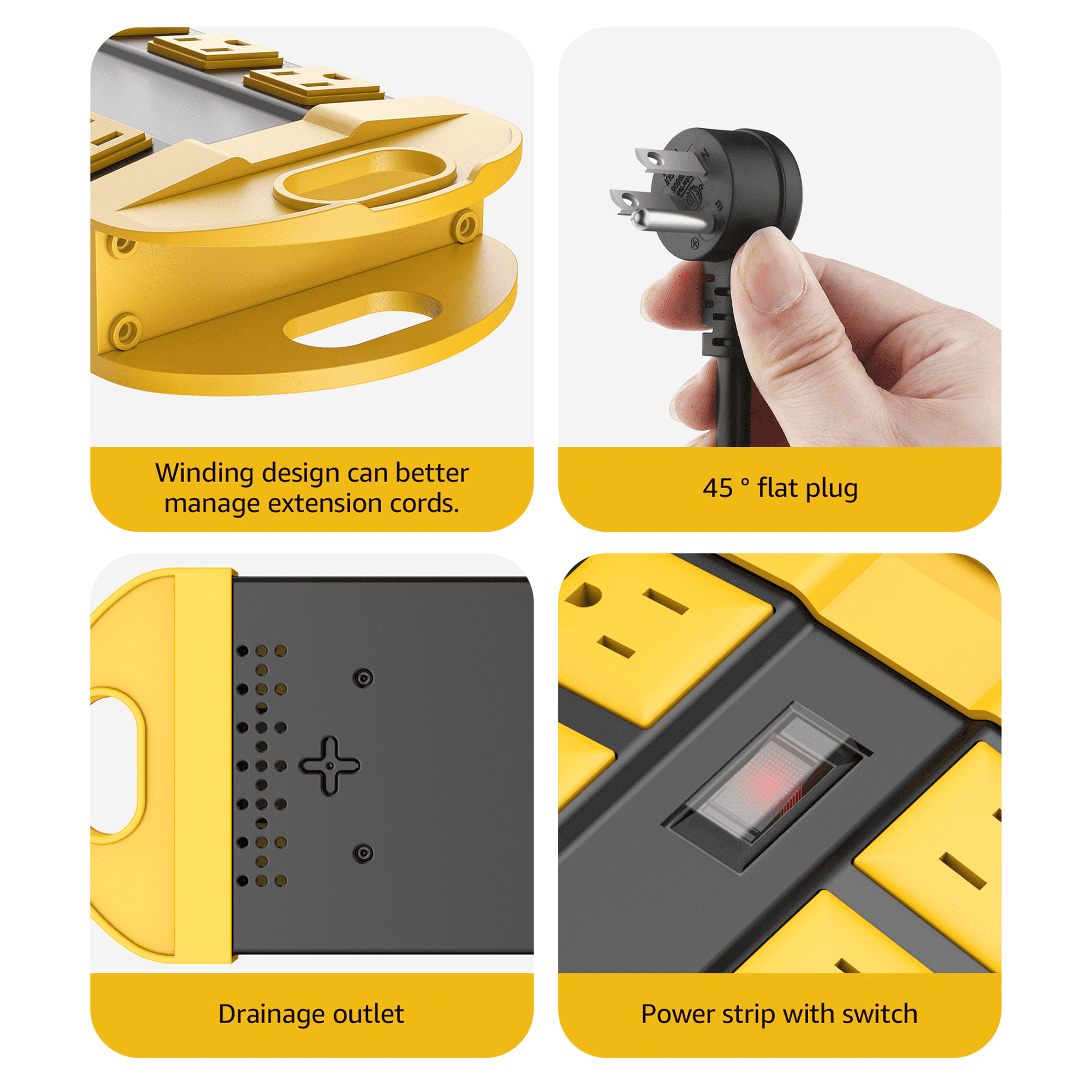 VILONG Metal 8-Outlet Outdoor Power Strip, IPX6 Waterproof, 1200J Surge Protector, 6ft Extension Cord, Flat Plug, ETL Certified for Yard,Patio,Garden