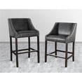 thumbnail image 3 of Home Square 30" Wood and Leather Barstool in Charcoal Gray and Brown - Set of 2, 3 of 8