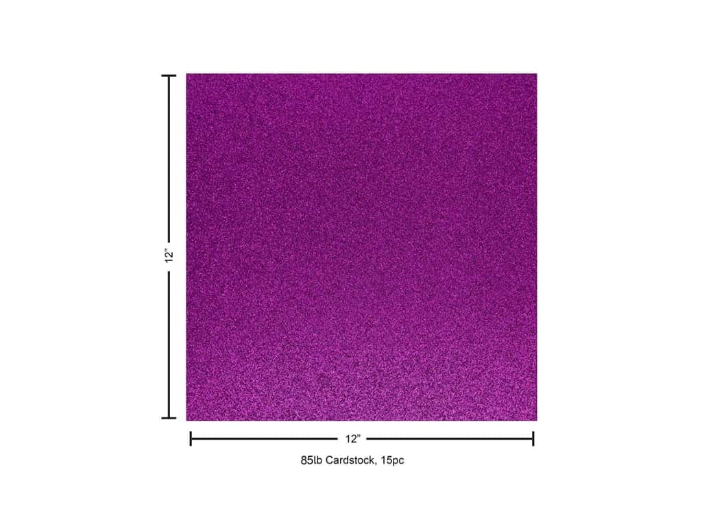 Paper Accents Glitter Cardstock 12x 12 85lb 15pc Purple 