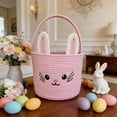 thumbnail image 7 of Beautynvta Easter Bunny Basket, Cute Bunny Woven Basket with Handle, Easter Gifts Basket Egg Hunt Baskets, Holiday Decorative Storage Basket, 7 of 7