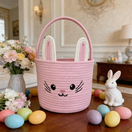 Homekingdee Easter Storage Basket – Hand-woven Rabbits-shaped Holiday Decorative Basket for Easter Home Party Decor Homekingdee Easter Storage Basket – Hand-woven Rabbits-shaped Holiday Decorative Basket for Easter Home Party Decor