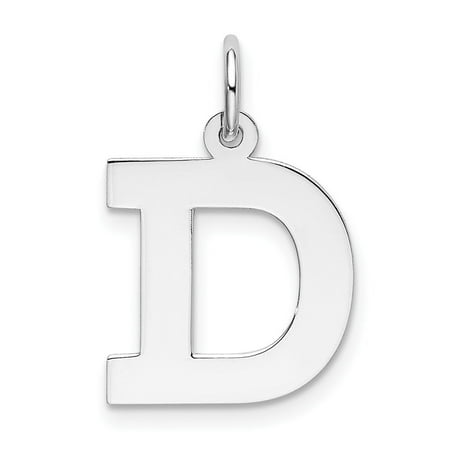 Diamond2Deal 925 Sterling Silver Rhodium-Plated Block Letter D Initial Charm Pendant for Women