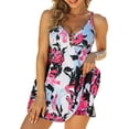 thumbnail image 6 of ibiyuan Womens Plus Size Swimsuit Two Piece Tankini with Pockets 2026 Tummy Control Bathing Suit Swimwear Color Block Womens Swimsuit,Pink, 6 of 8
