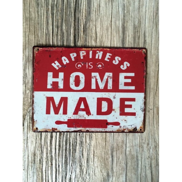 Metal Sign Great Metal Tin Sign for her Shabby Chic Rustic Wall Art Kitchen Decor Bakery bistrc Happiness Homemade Sign 12" X 8"