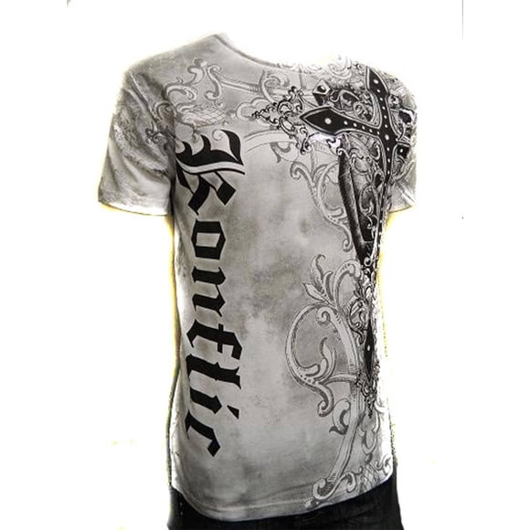 Konflic T-Shirt Mode Homme Col Rond en Coton - Blanc TTG